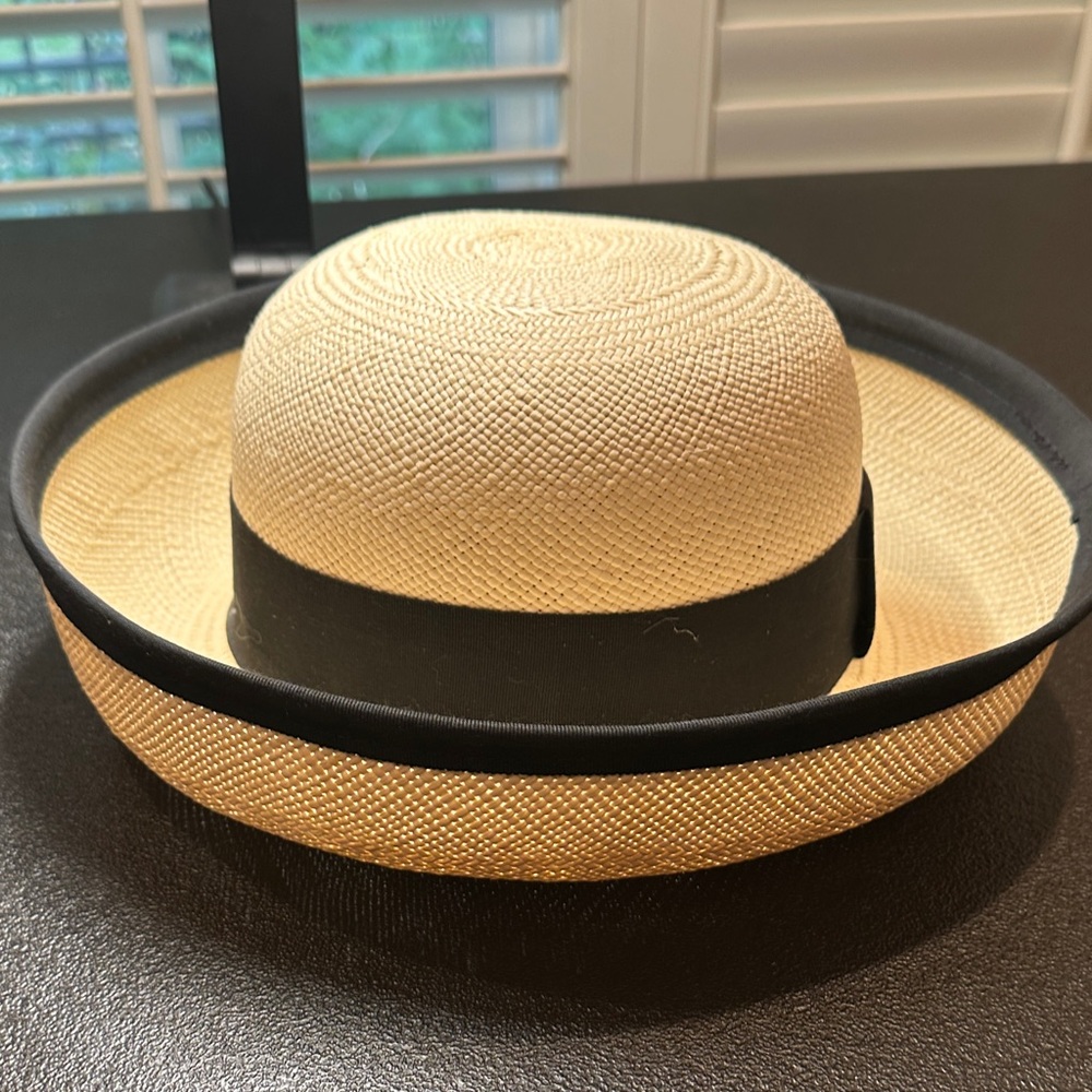 Talbots Natural Straw and Black Brimmed Hat - Picture 5 of 6